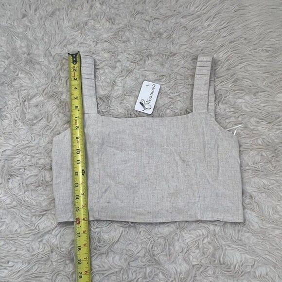 Lush Womens Open Back Linen Beige Cropped Tank Top Blouse NWT Size Large - Picture 8 of 12